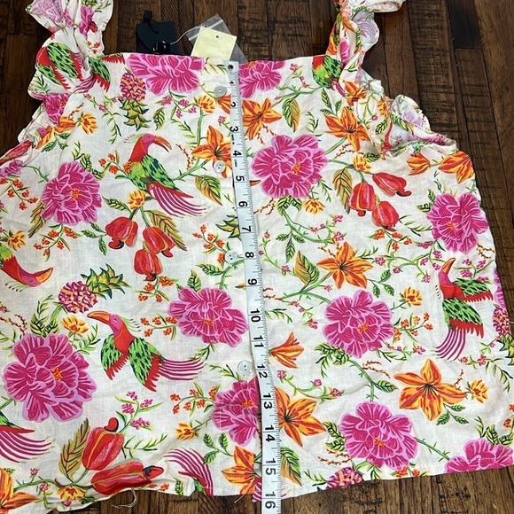 Linen Rachel Zoe set top and shorts linen & rayon floral pattern Sz L nwt - Picture 12 of 16